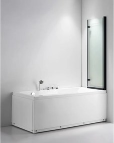 Stuxi Ravenna Black 100x140 összecsukható 2 szárnyú kádparaván 6 mm vastag vízlepergető biztonsági üveggel, fekete elemekkel