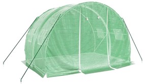 zöld acélvázas melegház 6 m² 3 x 2 x 2 m