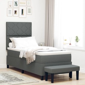 Box Spring Ágy Matraccal és Pad Sötétszürke 80x200 cm Szövet