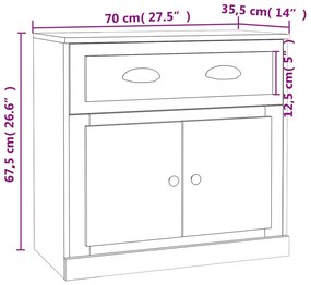 betonszürke szerelt fa tálalószekrény 70x35,5x67,5 cm
