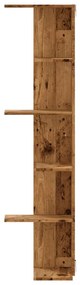 antik fa színű szerelt fa fali sarokpolc 36,5 x 36,5 x 140 cm