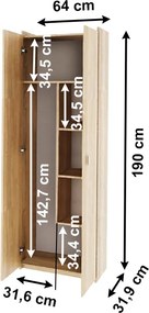 Kombinált szekrény, DTD laminált, sonoma tölgyfa, NATALI TIP 6
