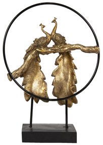 Arany színű pávák dekorációs kisszobor figura 49 cm