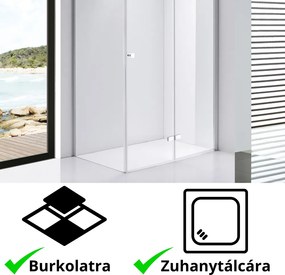 Stuxi Verona 120x80 aszimmetrikus csuklóajtós zuhanykabin 6 mm vízlepergető biztonsági üveggel, króm