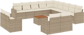 vidaXL 14 részes bézs polyrattan kerti ülőgarnitúra párnával