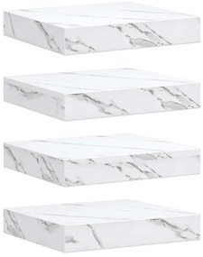vidaXL Falpolc tárolóval 4 pcs Fehér márvány 23 x 23,5 x 4 cm Faanyag