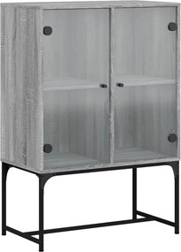 vidaXL szürke sonoma színű kisszekrény üvegajtókkal 69x37x100 cm
