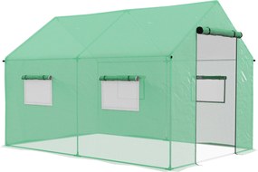 Outsunny Kültéri Üvegház 2x3x2 m Alagút Üvegház 4 Hálós Ablakkal és Cipzáras Ajtóval, Anti-UV Kert Üvegház Terasz Kertbe | Aosom