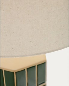 Zöld-krémszínű asztali lámpa textil búrával (magasság 61,5 cm) Rue – Kave Home