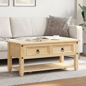 Corona tömör fenyőfa dohányzóasztal fiókokkal 100x48x45 cm