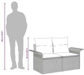 2-Személyes Kerti Kanapé Párnákkal Barna Poli Rattan
