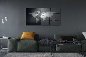 Üvegképek Fekete háttér Fehér térkép 120x60cm