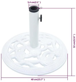 fehér öntöttvas napernyőtalp 9 kg 40 cm