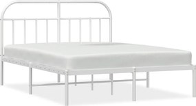 vidaXL fehér fém ágykeret fejtámlával 140 x 190 cm