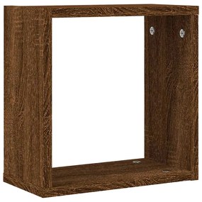 4 db barna tölgy színű fali kockapolc 30 x 15 x 30 cm