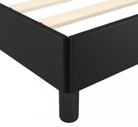 fekete műbőr ágykeret fejtámlával 90x200 cm