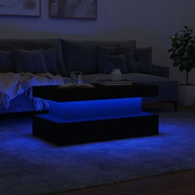 Fekete dohányzóasztal LED-lámpákkal 90x50x40 cm