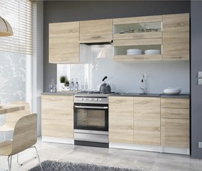 konyhabútor 2,4 m, tölgy sonoma / fehér, FABIANA