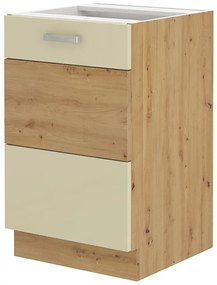 Alsó konyhaszekrény Arryn 50 D ZL 1F BB (artisan tölgy + fényes krém). 1024726