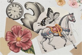 Dekoratív Fotótapéta Hálószoba Virágok Vintage 104x70 Ragasztó