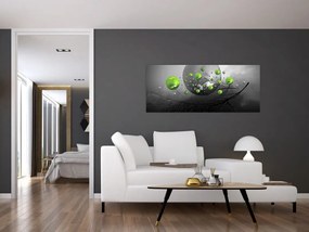 Zöld absztrakt gömbök képe (120x50 cm)