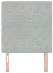 Fejtámla Kristálygombos Párnázott Világosszürke 80 cm Bársonyos, Fejtámla Kristálygombos Párnázott Világosszürke 160 cm Bársonyos