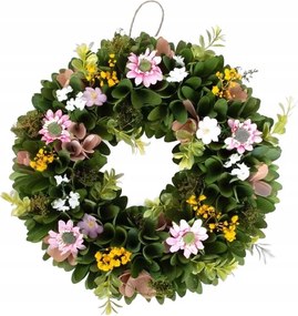 Lorie koszorú rózsaszín és sárga virágokkal 34x34x7,5 cm Homla