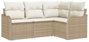 vidaXL Kerti Kanapé Szett 4 pcs Bézs polirattan