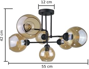 Felületre szerelhető csillár MONDE BLACK 6xE27/60W/230V