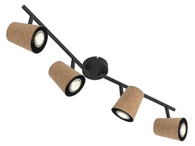 Mennyezeti spotlámpa fekete parafa árnyékolóval 4-lámpás állítható - Corky