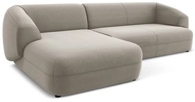 Bézs bársony sarokkanapé (bal oldali) Moana – Makamii