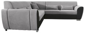 VISEU L-alakú, balos, kihúzható sarokkanapé tárolóval — szürke/fekete
