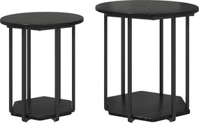 vidaXL Kisasztal készlet polcokkal 2 pcs Fekete tölgy