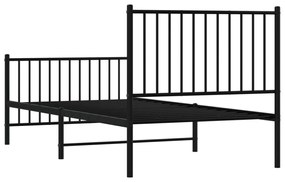 fekete fém ágykeret fej- és lábtámlával 90 x 190 cm