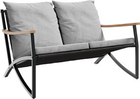 vidaXL fekete acél kerti pad párnákkal 120 cm