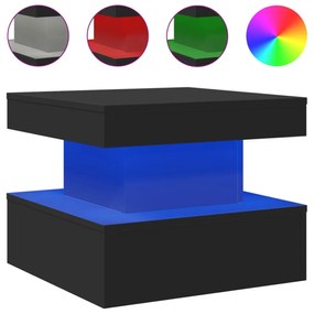 fekete dohányzóasztal LED-lámpákkal 50 x 50 x 40 cm