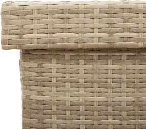 Bézs Polyrattan Kerti Tárolóláda Kerekekkel 160X55X75 Cm