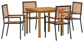 vidaXL Kert étkező szett 5 pcs Fekete Tömör Akácfa
