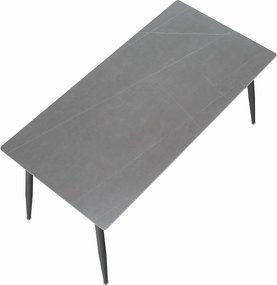 Étkezőasztal, szürke márvány/fekete, 160x80 cm, FLORENC TYP 2