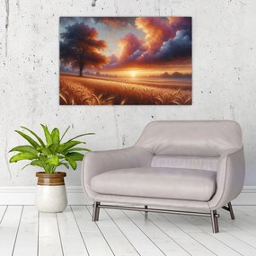 Kép – Naplemente a mezőn (90x60 cm)