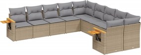 vidaXL 10 részes bézs polyrattan kerti ülőgarnitúra párnával