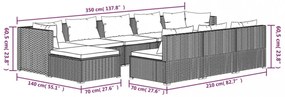 vidaXL 10 részes barna polyrattan kerti bútorszett párnákkal