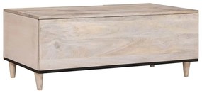 Dohányzóasztal polcokkal Bézs 100 x 54 x 40 cm tömör mangófa