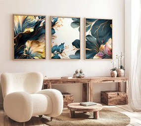 Huhu217 keretezett MDF falikép, 50 x 70 cm, 3 db-os szett