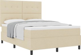 vidaXL Boxrugós ágy matracmal fejtámlával Krém 140 x 200 cm szövet