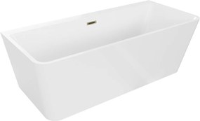 Luxury Volta szabadon álló fürdökád akril falhoz tolható 170 x 75 cm, fehér,  leeresztö arany - 51131707500-G Térben álló kád