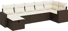 vidaXL 7 részes barna polyrattan kerti ülőgarnitúra párnákkal