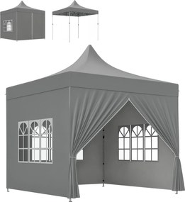 Outsunny Összecsukható Pavilon 3x3 m Összecsukható Sátor 4 Antivírus Oldalfallal Magasságállítással Robusztus Fémkerettel és Hordtáskával Kempinghez é