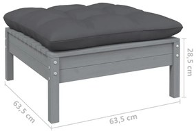vidaXL 5 részes szürke fenyőfa kerti ülőgarnitúra párnákkal