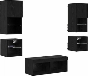 vidaXL TV Fali Egységek 8 pcs Fekete tölgy Faanyag